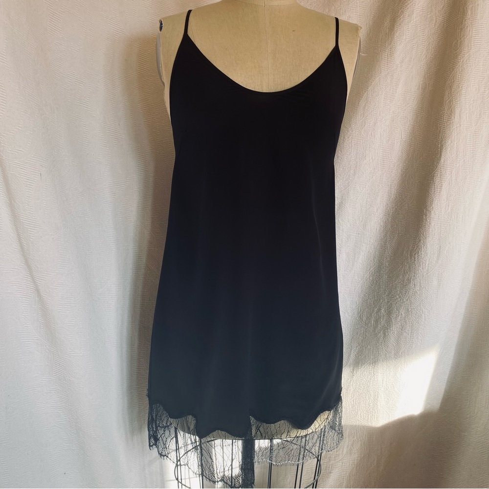 Wilfred pure silk/lace black chemise slip.